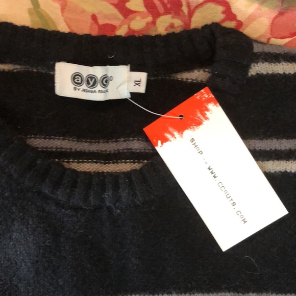 AYC By Joshua Faulk Size XL Wool blend Stripe Clean Graphic $119 NEW - Picture 10 of 15